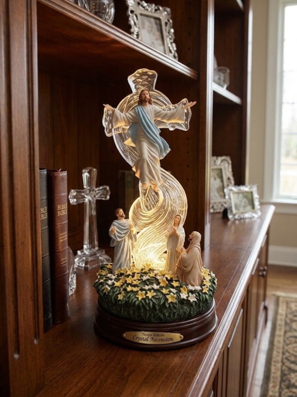 THOMAS KINKADE CRYSTAL ASCENSION JESUS W/ILLUMINATION BRADFORD EXCHANGE